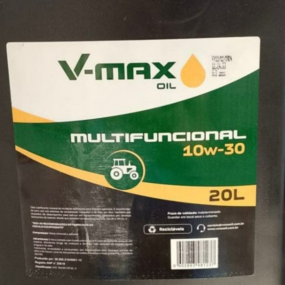 ÓLEO LUBRIFICANTE PARA MOTOR SAE 10W-30 – MINERAL COM ADITIVOS – EMBALAGEM 20 LITROS V-MAX